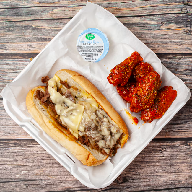 Wing and Philly Combo (Includes Fries & Drink)