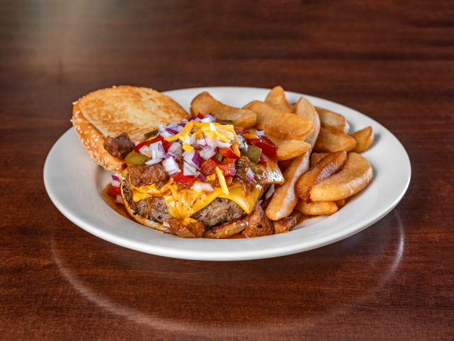 Chili Cheese Burger & Fries