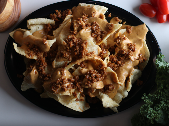 Small Chips and Queso With Taco Crumbles