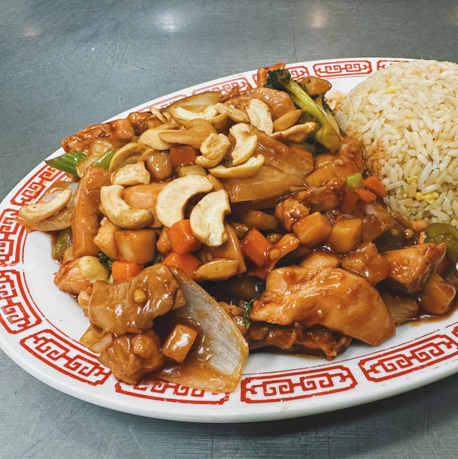 Cashew Chicken + Soda