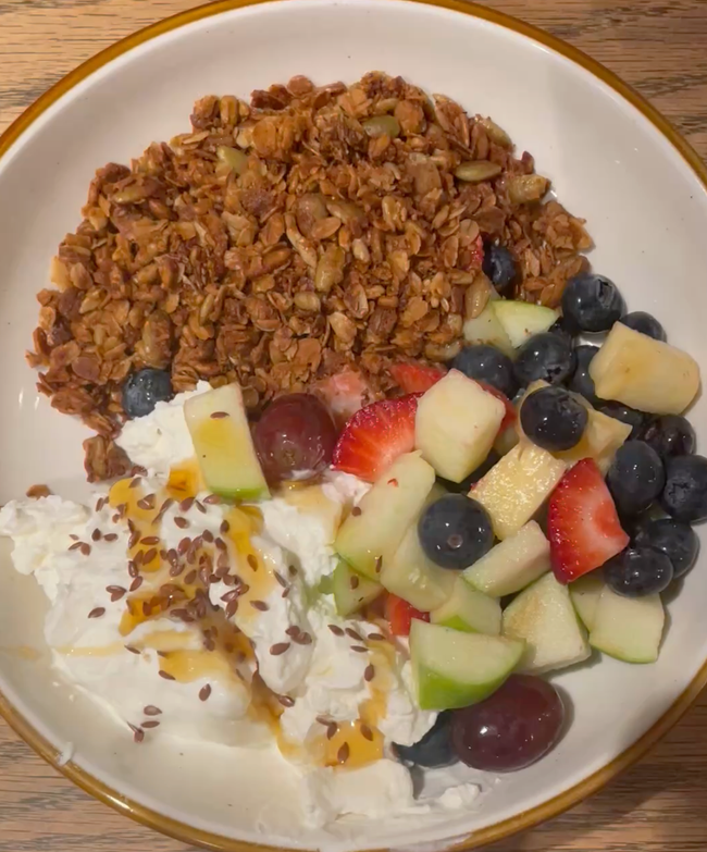 Fruit, Granola, Yogurt Bowl