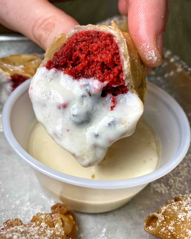 Red Velvet Cookie Empanadas (3) w/ Side of Icing