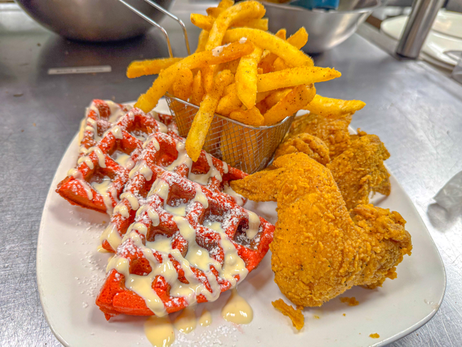 Red Velvet Chicken & Waffle Meal