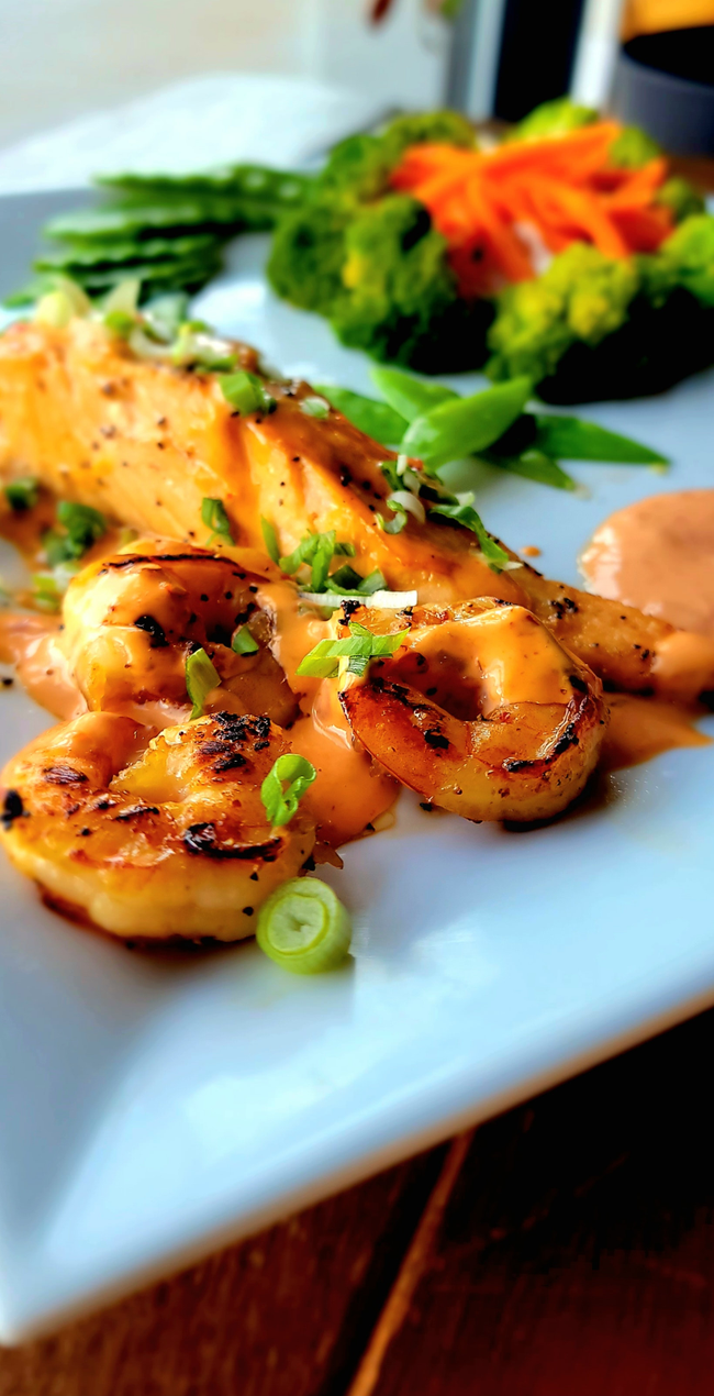 Salmon & Shrimp with Chili Garlic Aioli