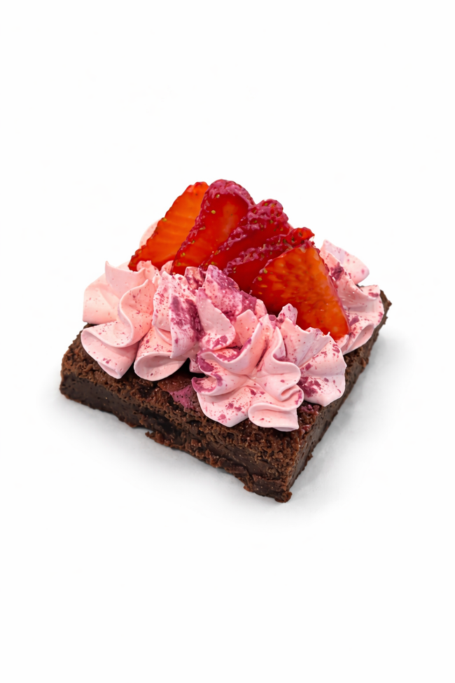 Chocolate Brownie with Strawberry Mousse