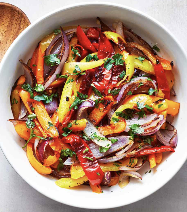 Roasted onions and peppers
