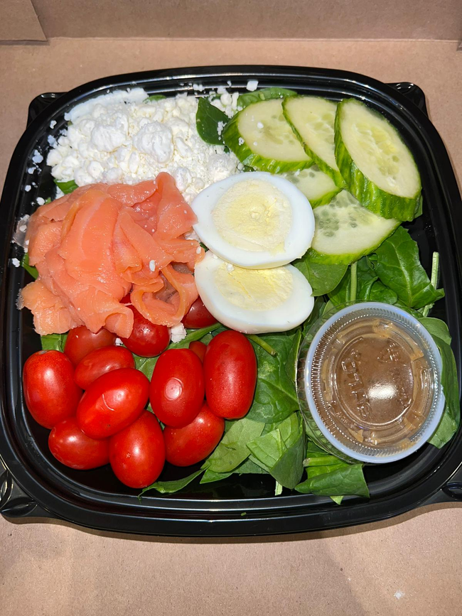 Smoked Salmon Feta Salad With Peanut Sauce