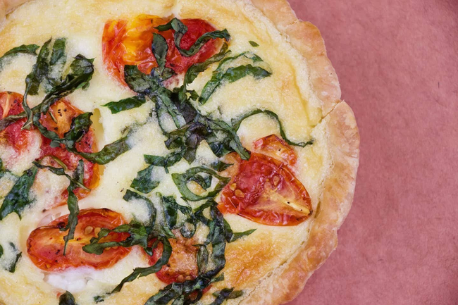 Roasted Cherry Tomato & Goat Cheese Quiche