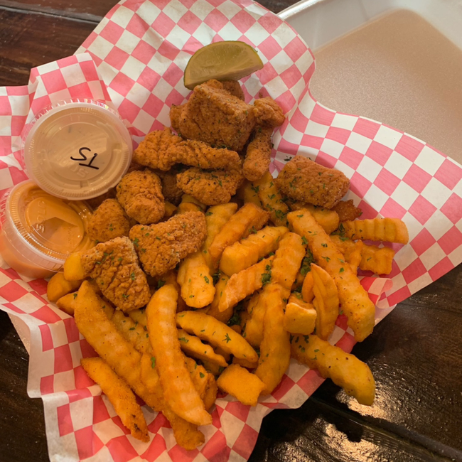 Lemon Pepper Salmon Bites & Fries