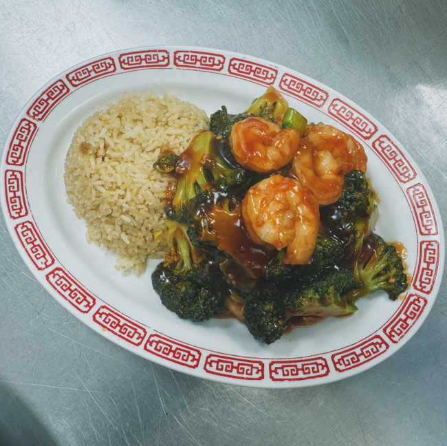 Broccoli Shrimp + Soda