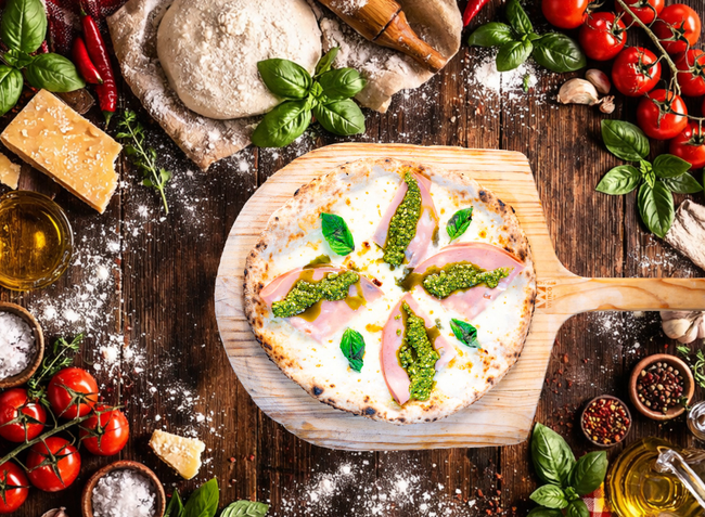 Mortadella & Pesto Pizza