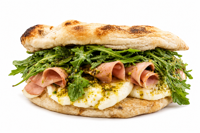 Pinsa Mortadella & Pistachio