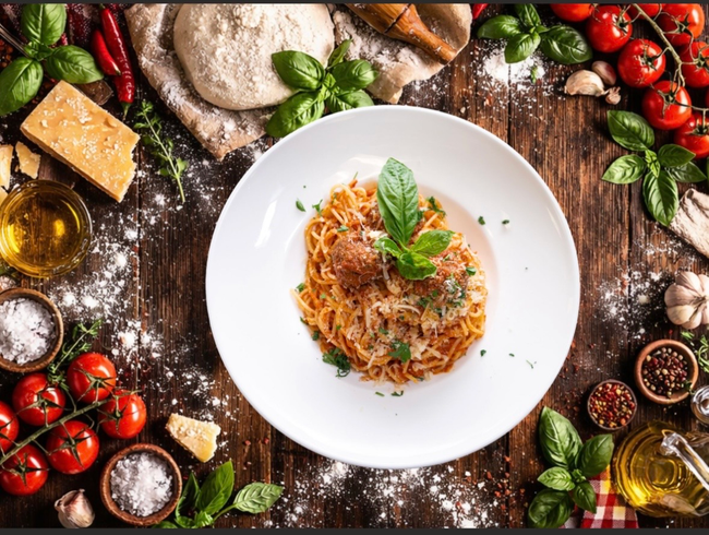 SPAGHETTI WITH MEATBALLS  (BEEF)