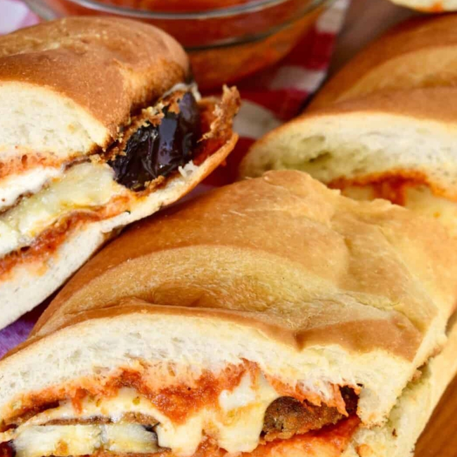 Eggplant Parmigiana Oven-Baked Subs