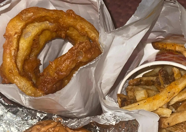 1/2 ONION RINGS 1/2 FRIES