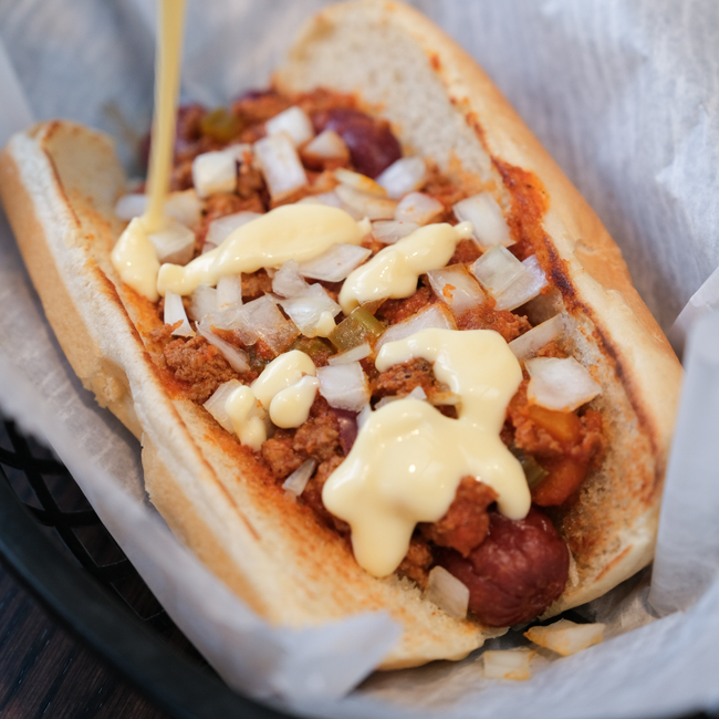 Foot Long Chorizo Chili Dog