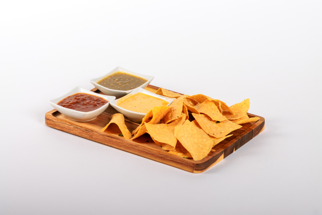 Queso, Chips and Salsa Trio