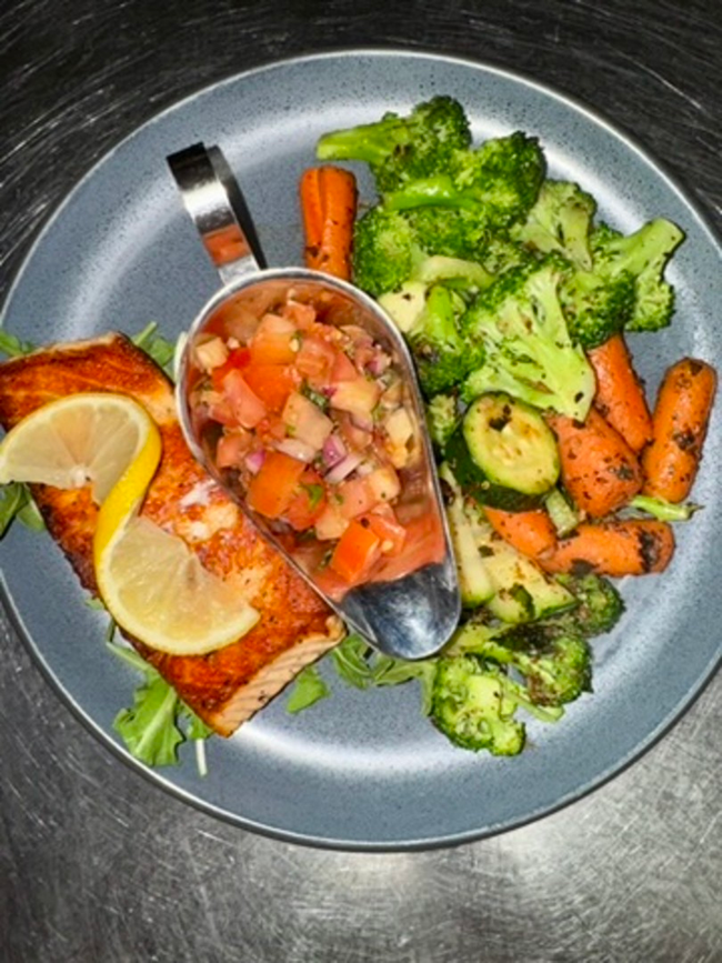 Grilled Salmon Milanese w/Vegetables