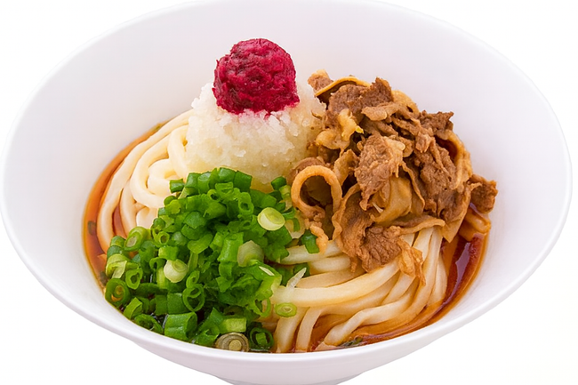 Ume-Niku Oroshi (Plum, Beef & Daikon) Soup Udon