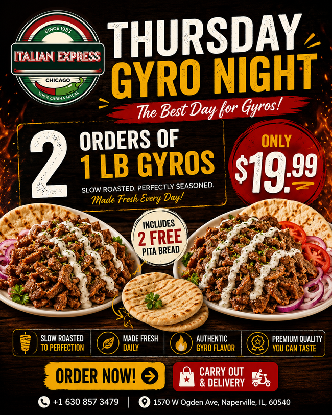 2 Orders of 1 LB Gyros with 2 Free Pita Bread