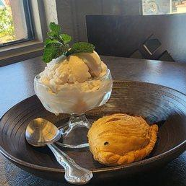 Taro Puff with Coconut Ice Cream