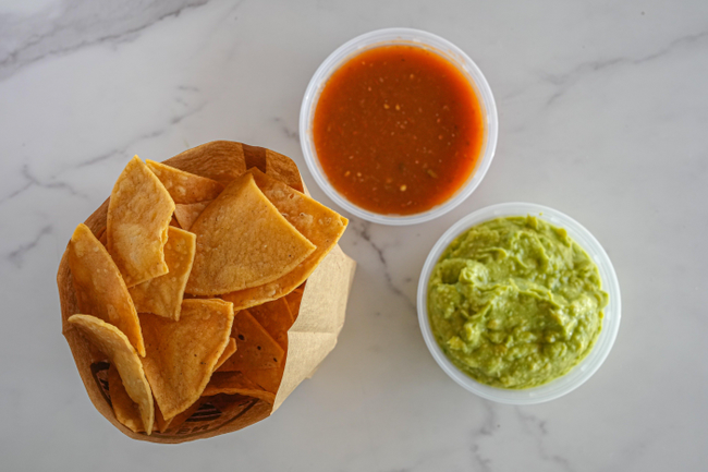 Chips, 8oz Salsa, and 8z Guacamole***