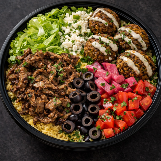Beef-Lamb & Falafel Bowl