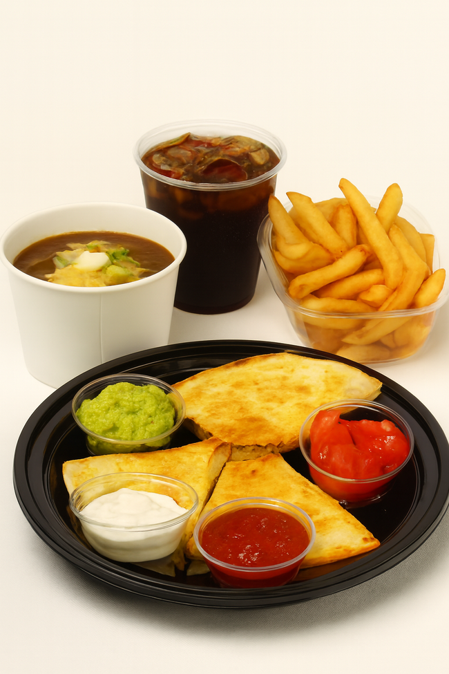 Quesadilla + Fries or Chili + Fountain Soda