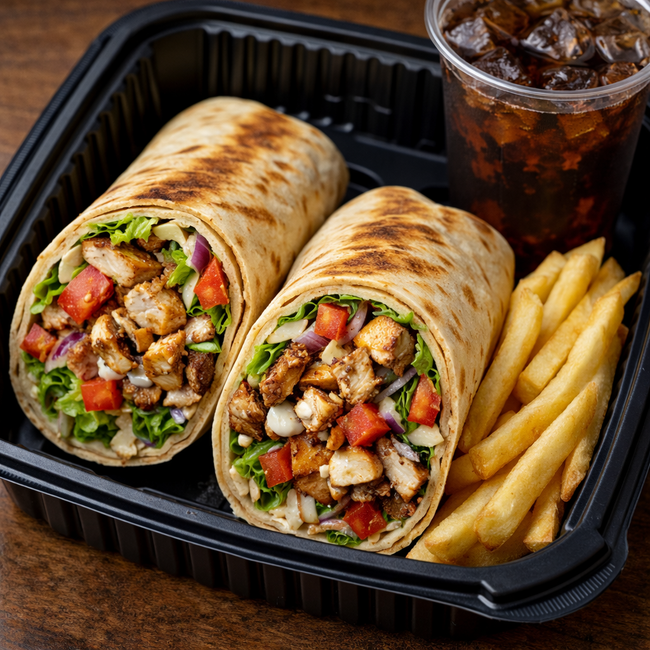 Wrap (1 protein) + Fries + Fountain Soda