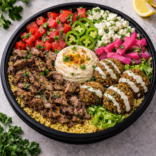 Steak Shawarma & Falafel Bowl