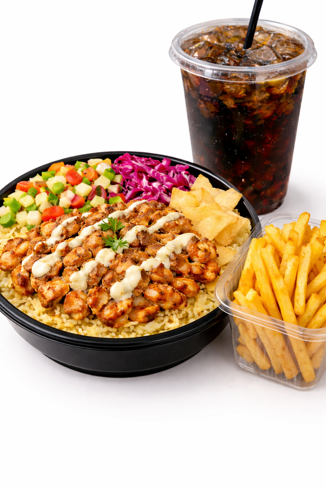 Bowl (1 protein) + Fries + Premium Soda