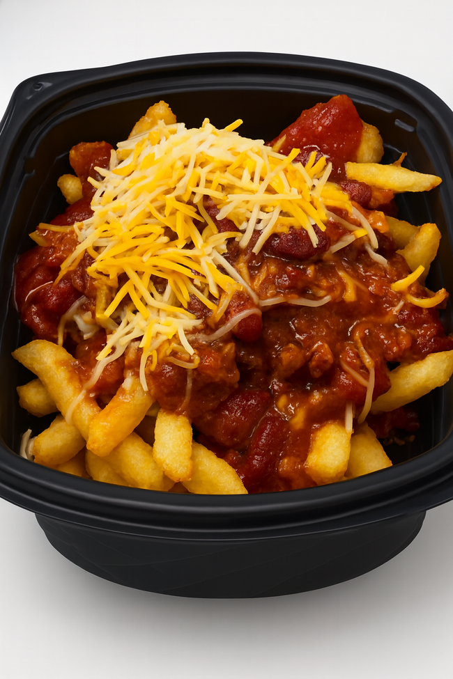 Crispy Fries topped w/Beef Chili + Fountain Soda Combo