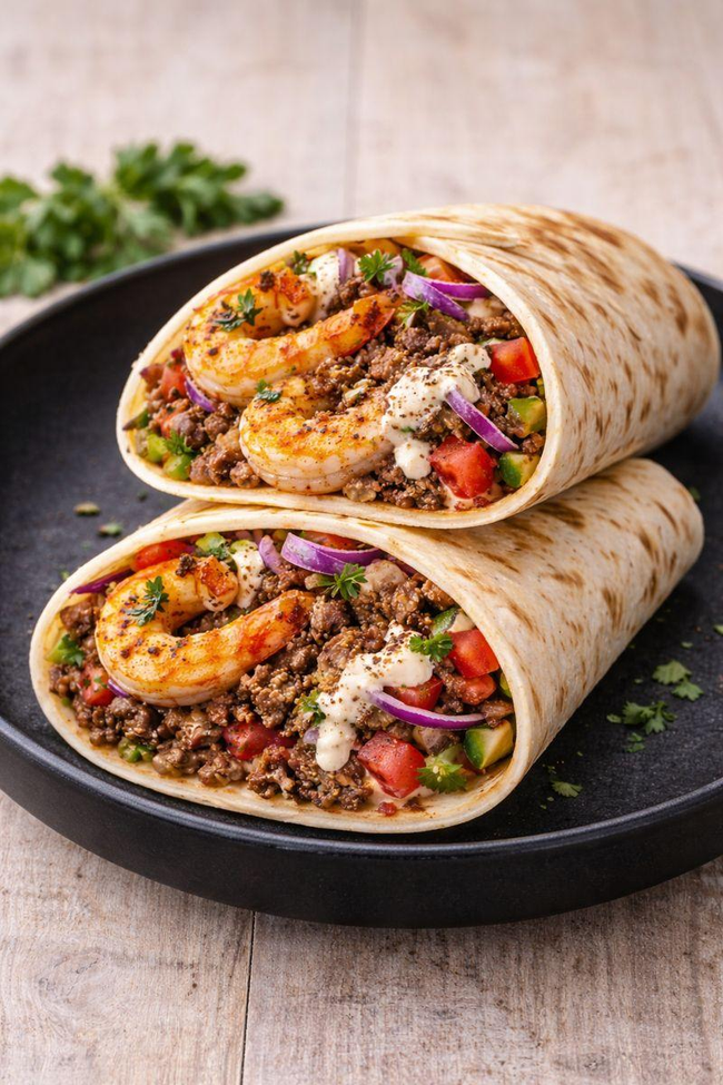 Beef-Lamb & Fire Grilled Shrimp WRAP