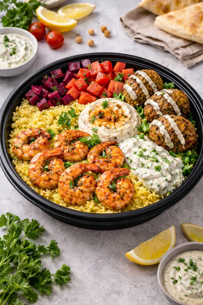 Shrimp & Falafel Bowl