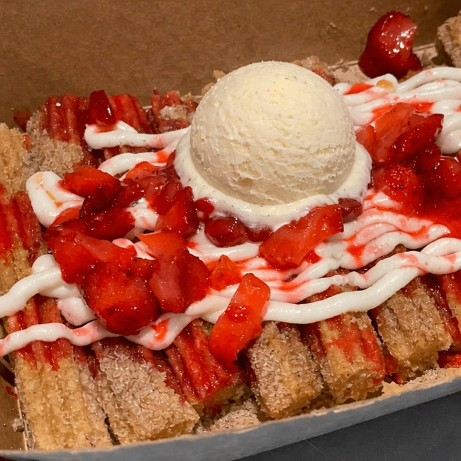 Large Strawberry Iced Churro Platter