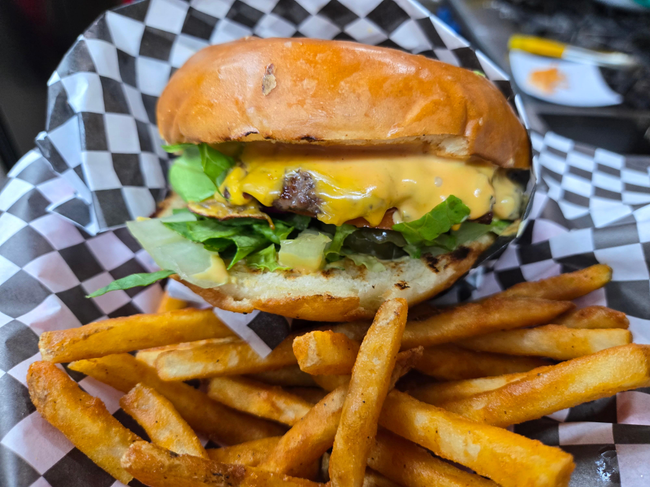 Regular Cheeseburger and fries