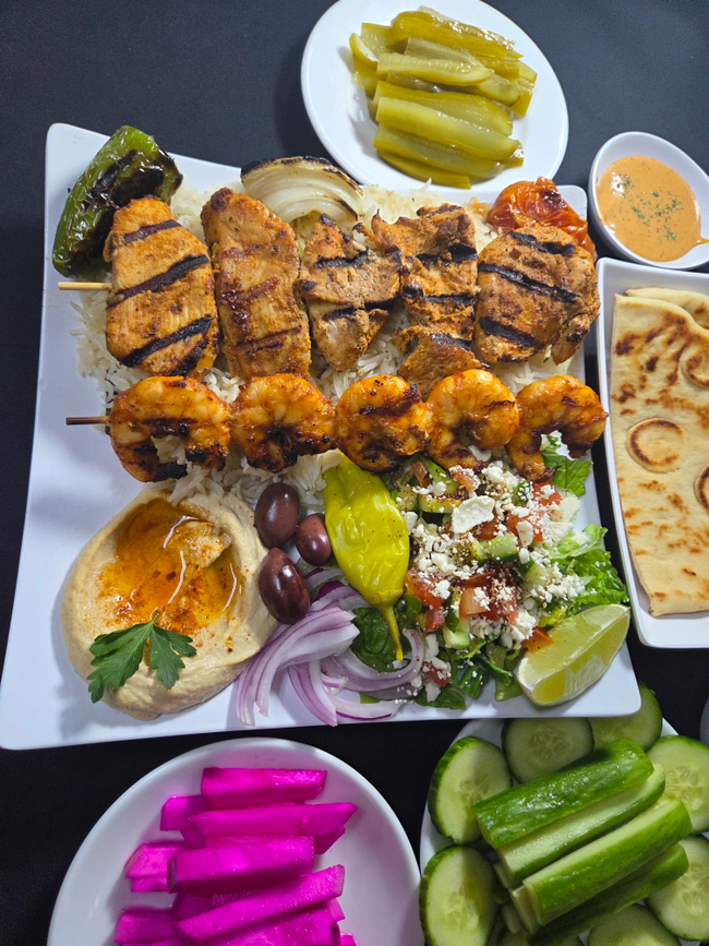 Shrimp and Chicken Kebab Platter