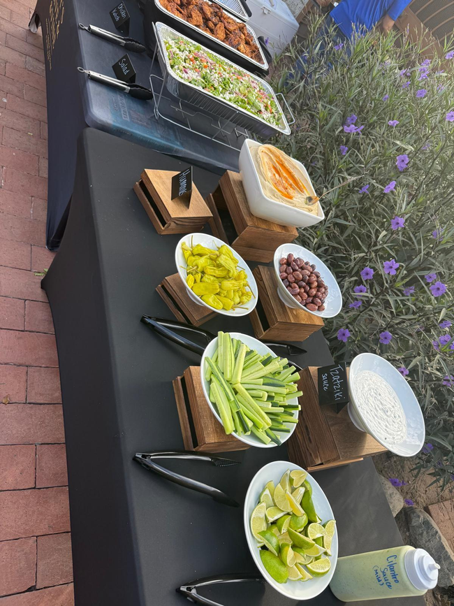 100 person on site cooking Chicken Kabob