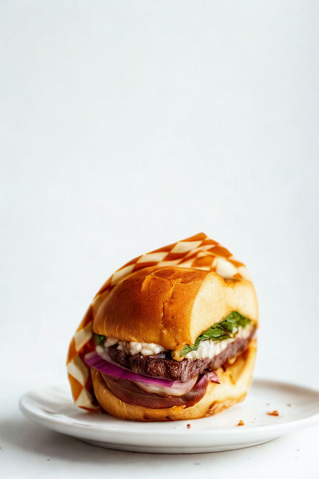 Feta Cheese Burger and fries