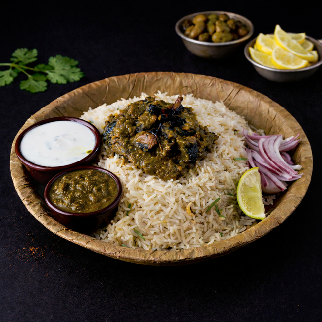 Gongura Mushroom Pulao (Sorrel Leaf Mushroom Pulao)