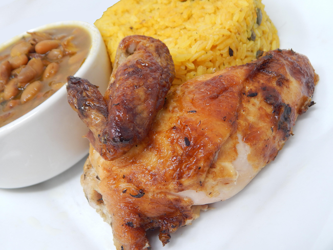 Rotisserie Chicken Qrtr. Rice and Beans