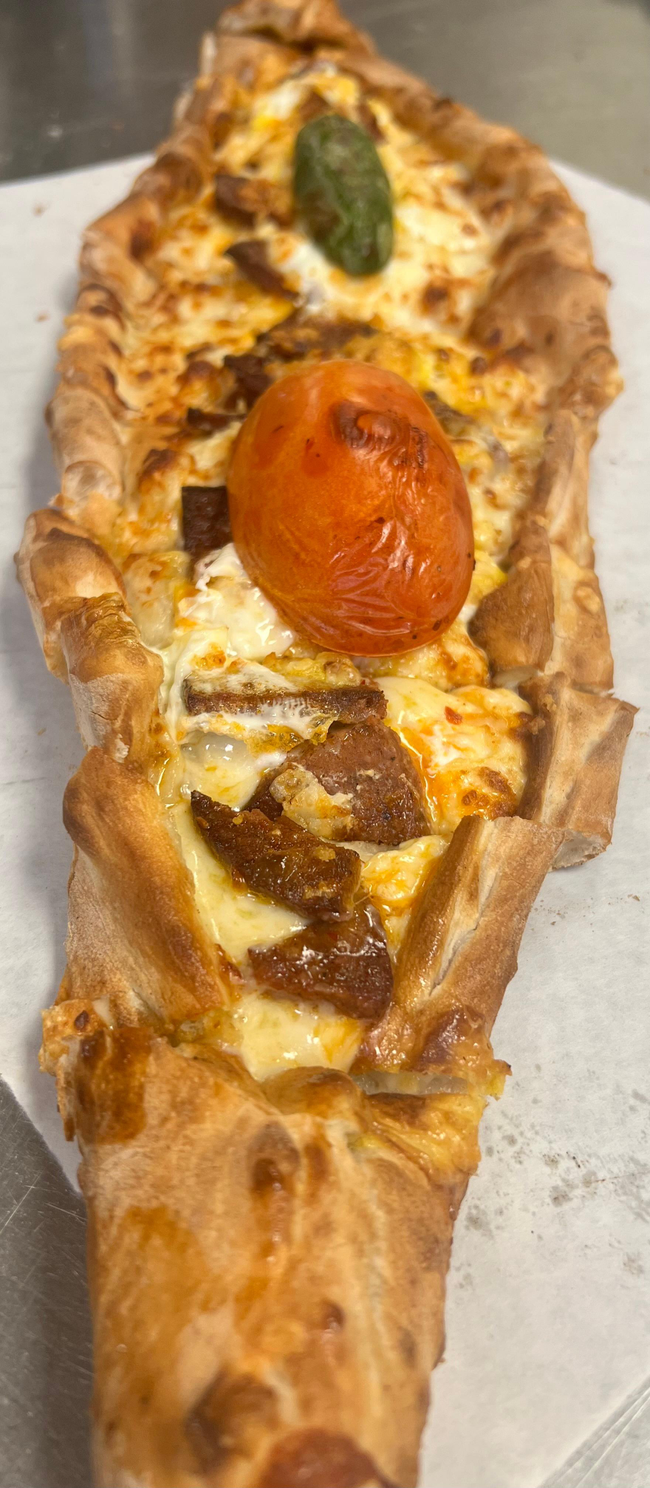 Pide w/ Soujcuk (Turkish Pepperoni) & Cheese