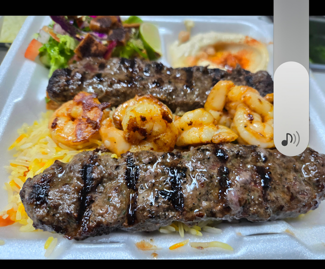 beef kafta and shrimp platter