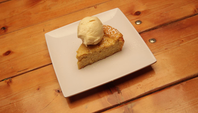 Sweet Corn Cake w/Vanilla ice cream