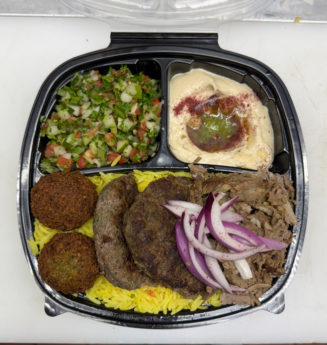 Thunderstorm Plate ( Steak Shawarma - Beef Kafta - Falafel )