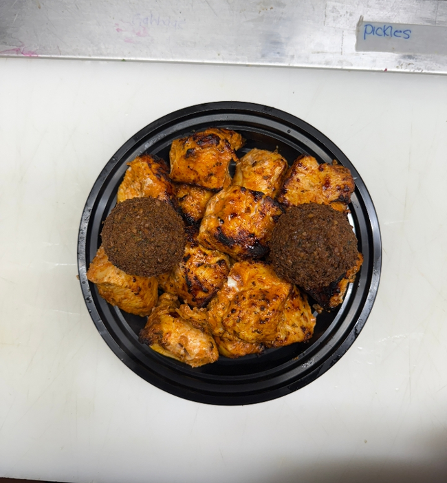 Protein Chicken Shish Kababs and Falafel