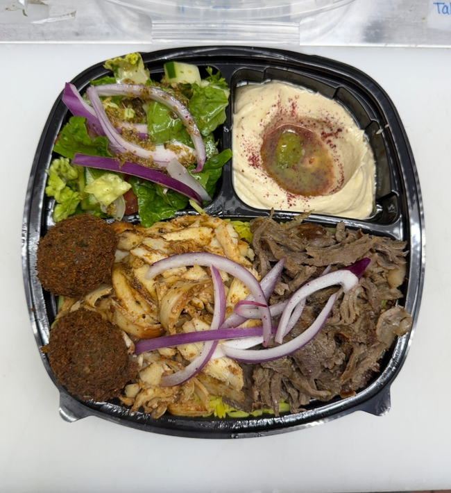 Sandstorm Plate ( Steak Shawarma - Chicken Shawarma - Falafel )
