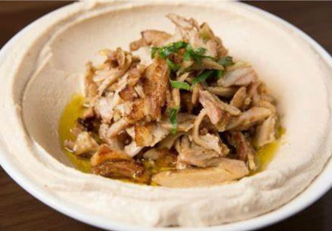 Chicken Shawarma over Hummus