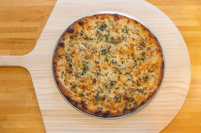 18” New Haven:  white pizza, local chesapeake clams, minced garlic, pecorino romano, oregano, extra virgin olive oil