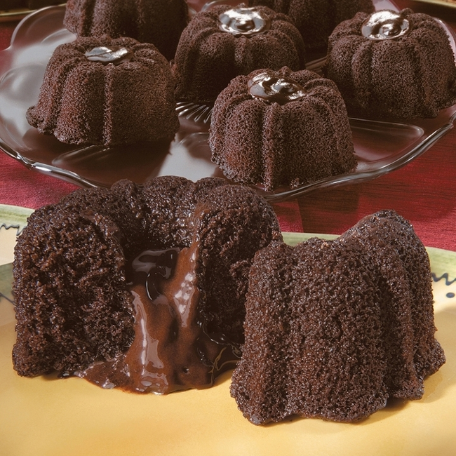 Mini Chocolate Bundt Cake: Delicious moist chocolate cake baked in a traditional mini-bundt form. Filled with creamy rich chocolate ganache.